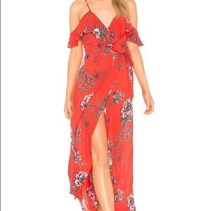 Band of Gypsies Shadow Floral Faux Wrap Dress